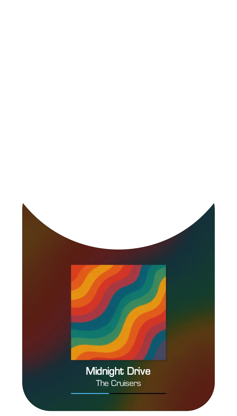 Music player view with large album artwork and currently playing song information