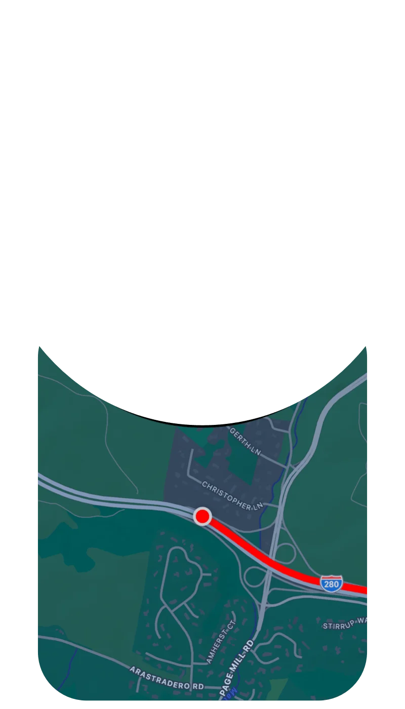 Map view with route path tracking showing the user's travel route