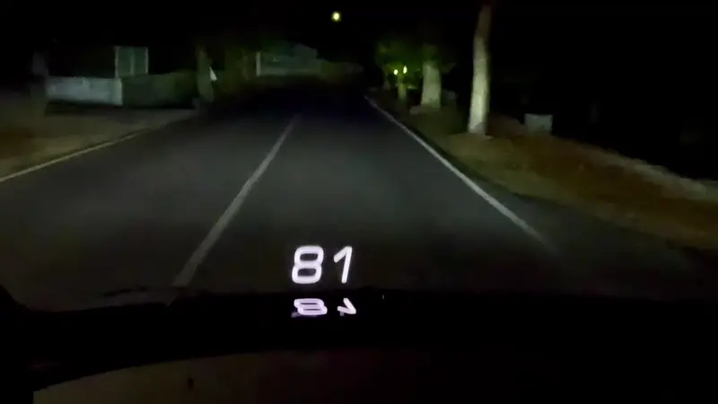HUD Speedometer demonstration showing windshield reflection